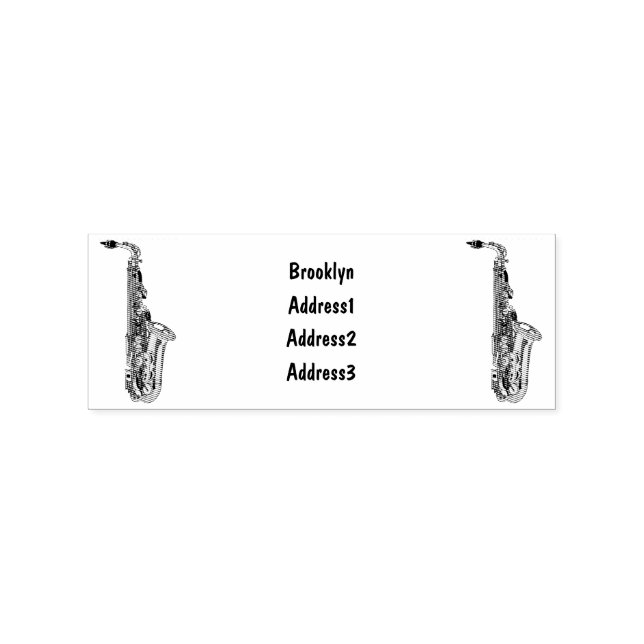 Saxophone cartoon illustration rubber stamp (Imprint)