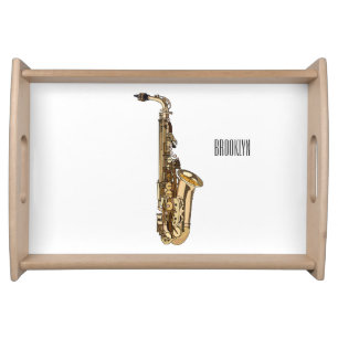 Saxophone cartoon illustration serving tray