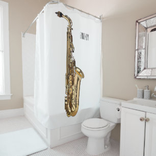 Saxophone cartoon illustration shower curtain