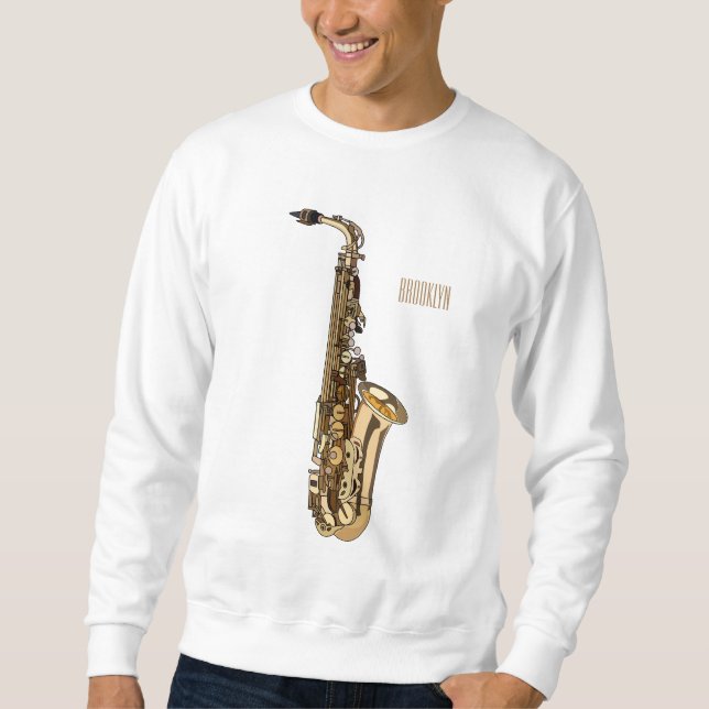 Saxophone cartoon illustration sweatshirt (Front)