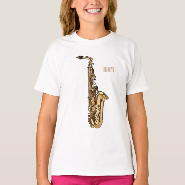Saxophone cartoon illustration T-Shirt (Front)