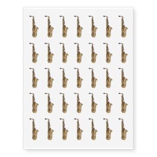 Saxophone cartoon illustration temporary tattoos