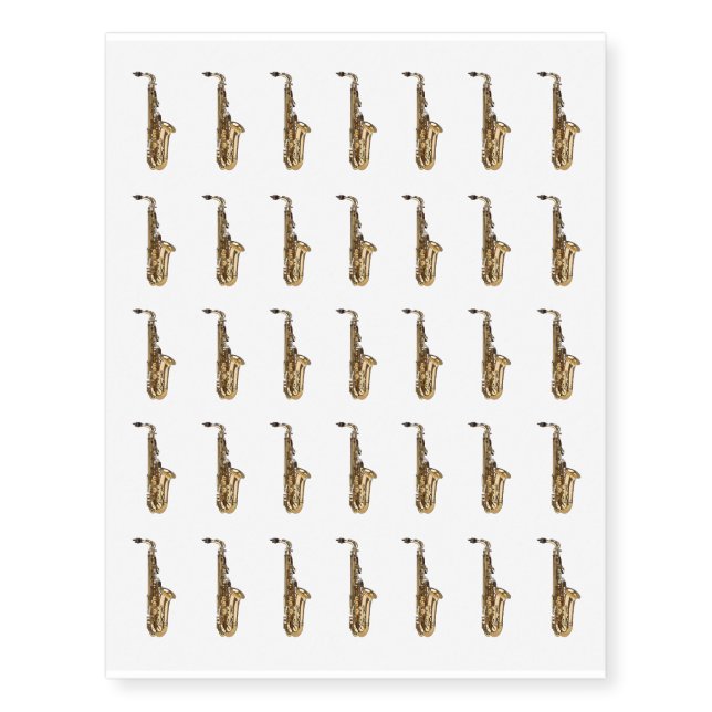 Saxophone cartoon illustration temporary tattoos (Front)