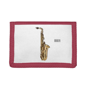 Saxophone cartoon illustration tri-fold wallet