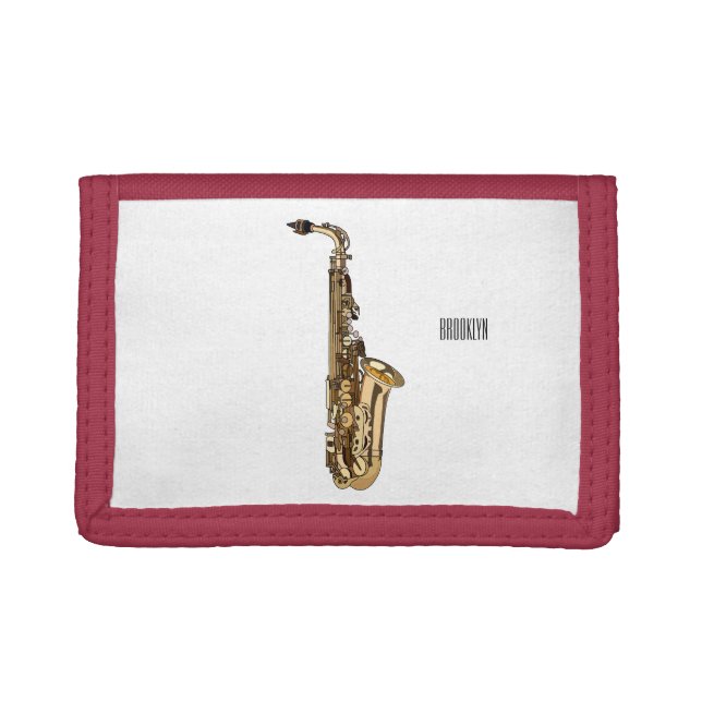 Saxophone cartoon illustration trifold wallet (Front)