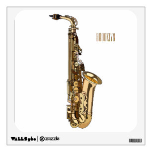 Saxophone cartoon illustration wall decal