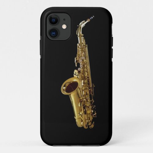 Saxophone Charcoal Background  Sax iPhone 11 Case