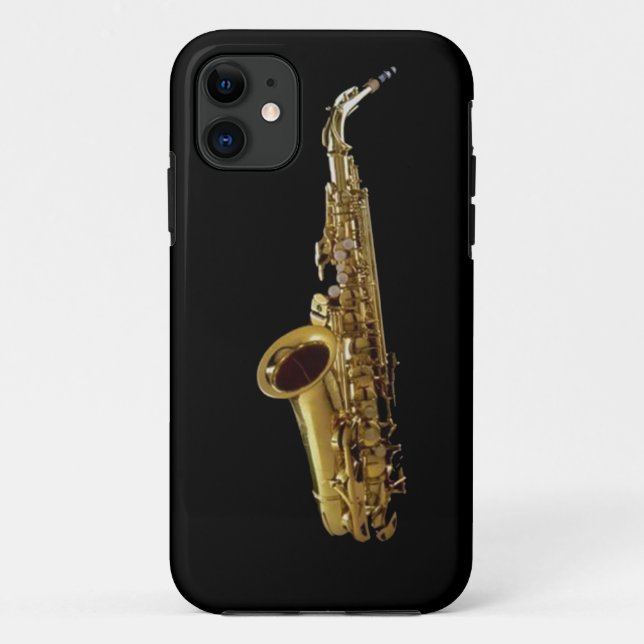 Saxophone Charcoal Background ~ Sax Case-Mate iPhone Case (Back)