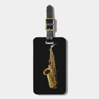 Saxophone Charcoal Background ~ Sax Luggage Tag
