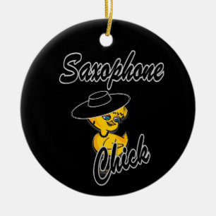 Saxophone Chick #4 Ceramic Ornament