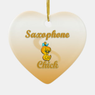 Saxophone Chick Ceramic Ornament