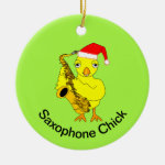 Saxophone Chick Ceramic Ornament