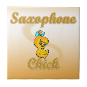 Saxophone Chick Ceramic Tile