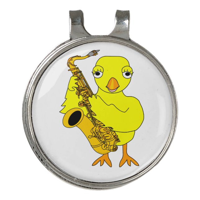 Saxophone Chick Golf Hat Clip (Front)