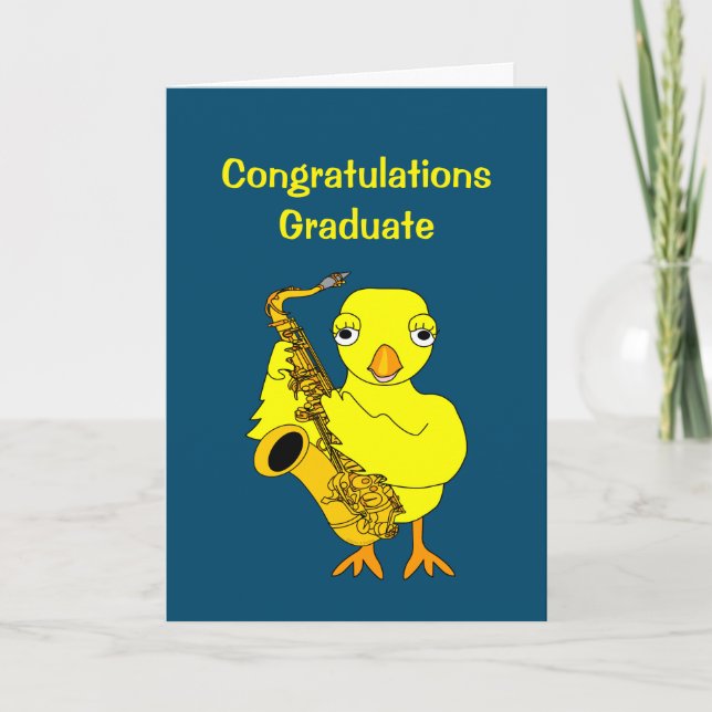 Saxophone Chick Graduation Card (Front)