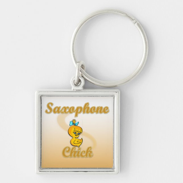 Saxophone Chick Keychain (Front)
