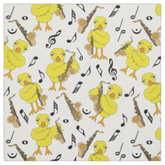 Saxophone Chick Music Notes Fabric