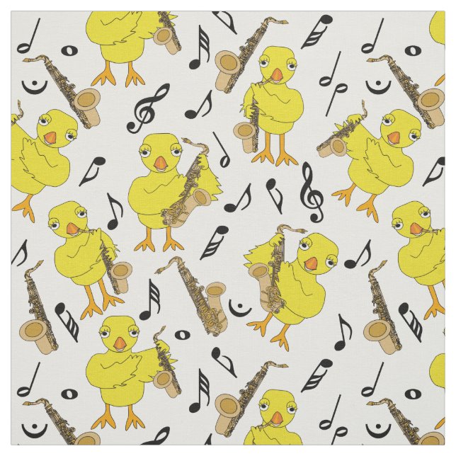 Saxophone Chick Music Notes Fabric (Swatch)