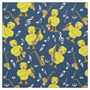 Saxophone Chick Music Notes Fabric