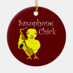 Saxophone Chick Text Ceramic Ornament