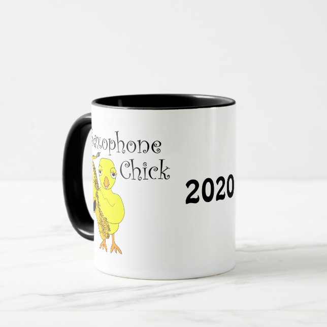 Saxophone Chick Text Mug (Front Left)