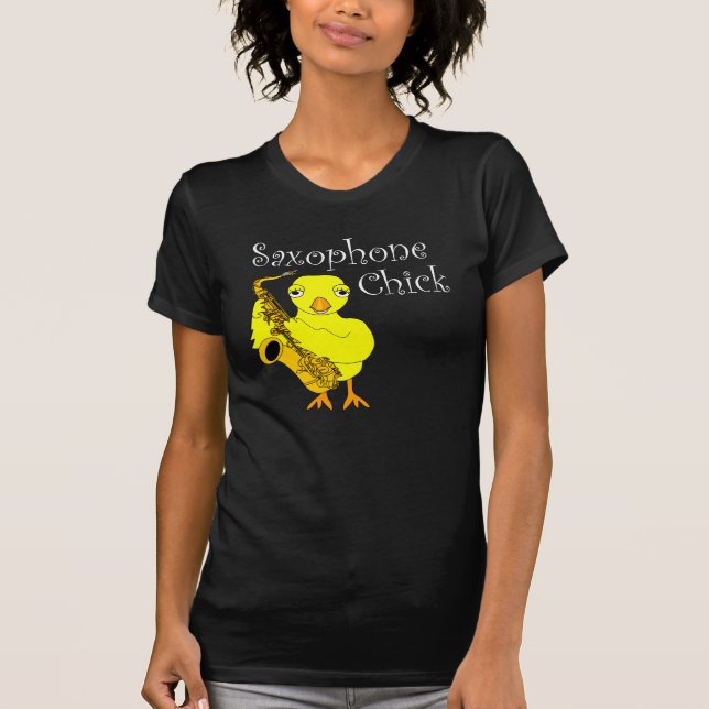 Saxophone Chick Text T-Shirt (Front)