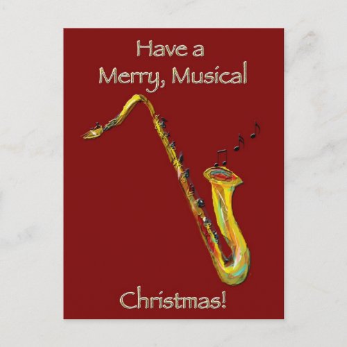 Saxophone Christmas Holiday Postcard