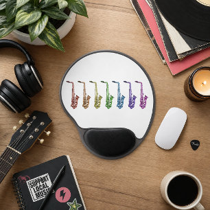 Saxophone Colorful Rainbow Lineup Gel Mouse Pad