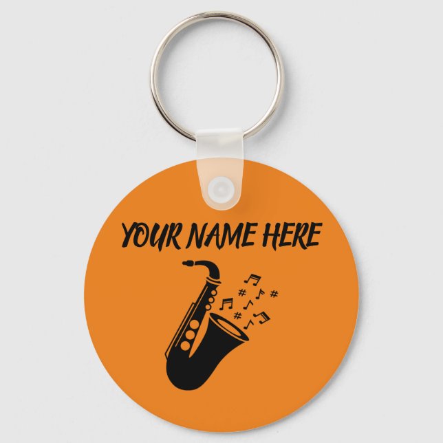 Saxophone CUSTOM NAME Keychain (Front)