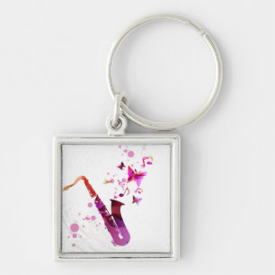 Saxophone cute music and butterflies keychain