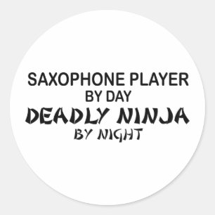 Saxophone Deadly Ninja by Night Classic Round Sticker