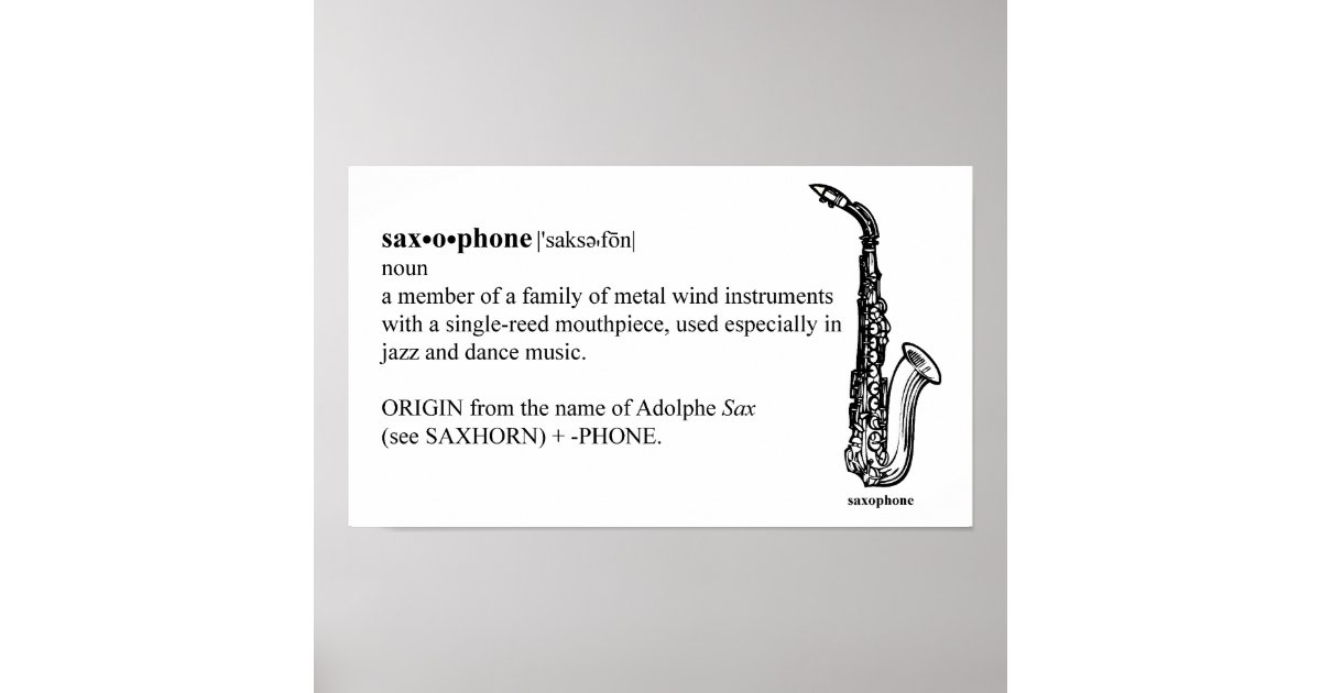 Saxophone Definition Poster Zazzle