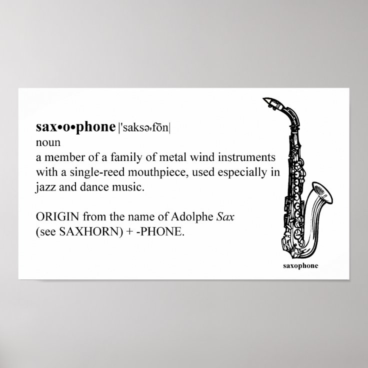 Saxophone Definition Poster Zazzle
