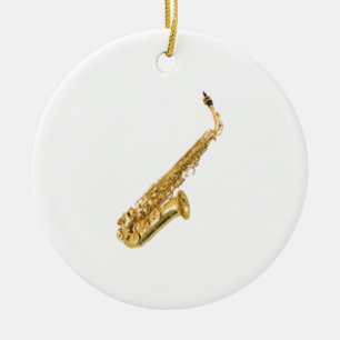 "Saxophone" design gifts and products Ceramic Ornament