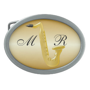 Saxophone Design Oval Belt Buckle
