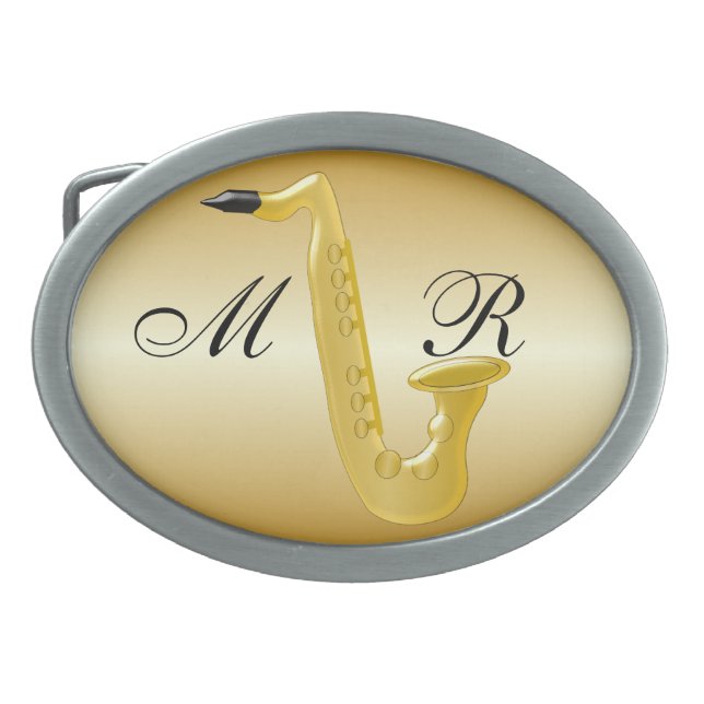 Saxophone Design Oval Belt Buckle (Front)
