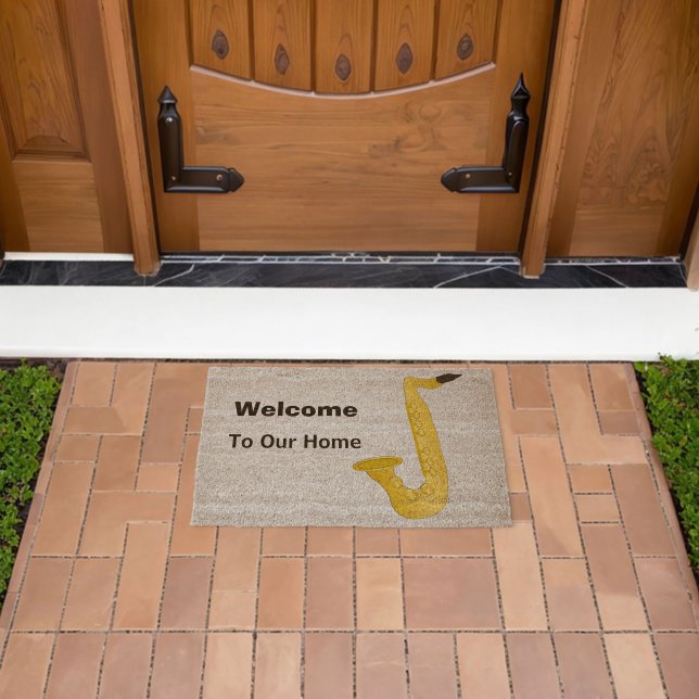 Saxophone Design Personalised Fiber Doormat (Insitu (Outdoor))