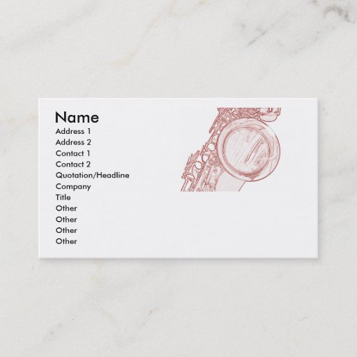 Customizable Saxophone Drawing Business Cards