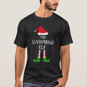 Saxophone Elf Christmas Pajama Matching Family Gif T-Shirt
