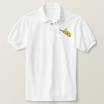 Saxophone Embroidered Polo Shirt by ZazzleEmbroidery at Zazzle
