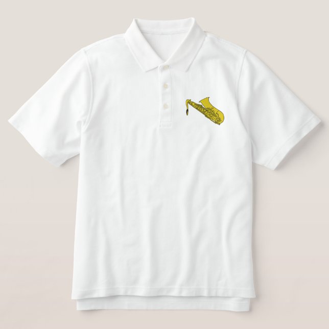 Saxophone Embroidered Polo Shirt (Design Front)