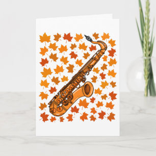 Saxophone Fall Autumn Saxophonist Musician Card