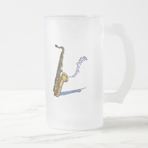Saxophone Frosted Glass Beer Mug