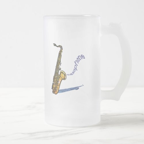 Saxophone Frosted Glass Beer Mug