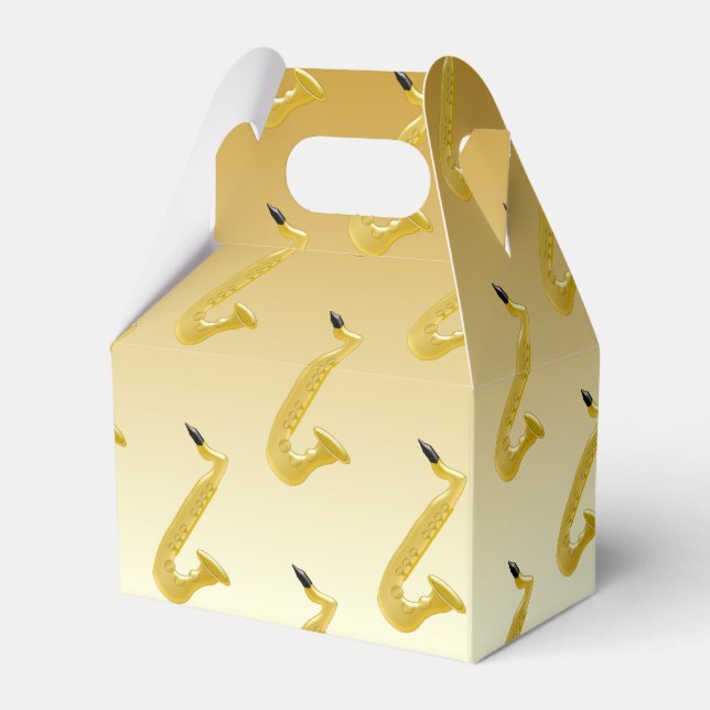 Saxophone Gold Coloured Favor Boxes (Front Side)