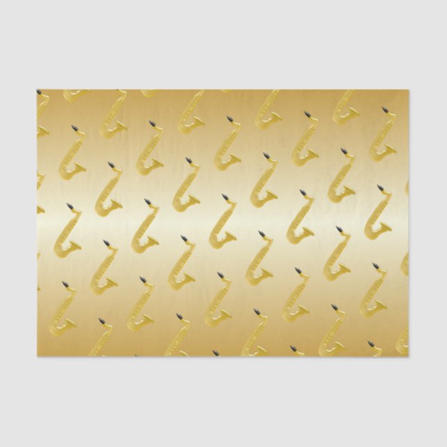 Saxophone Gold Coloured Tissue Paper (Front)