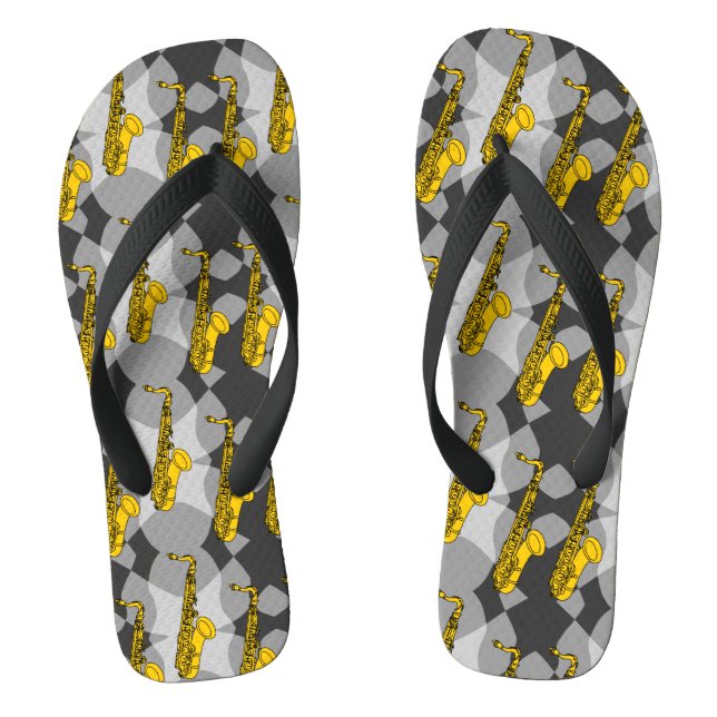 Saxophone Gray Pattern Flip Flops (Footbed)