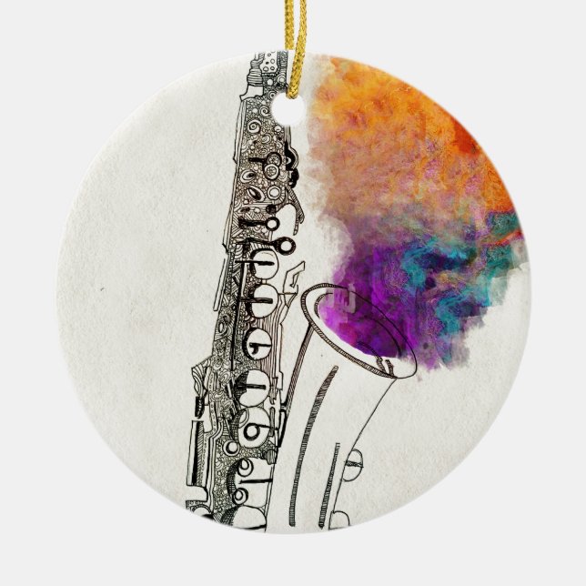 Saxophone Healing Ceramic Ornament (Front)