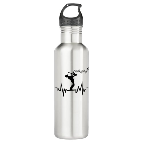 Saxophone Heartbeat  Cool  For Musicians Stainless Steel Water Bottle