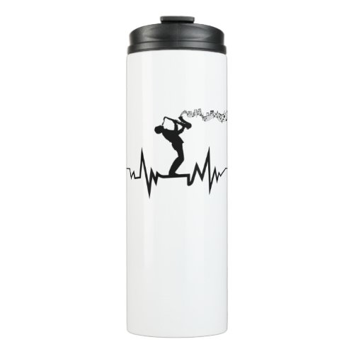 Saxophone Heartbeat  Cool  For Musicians Thermal Tumbler